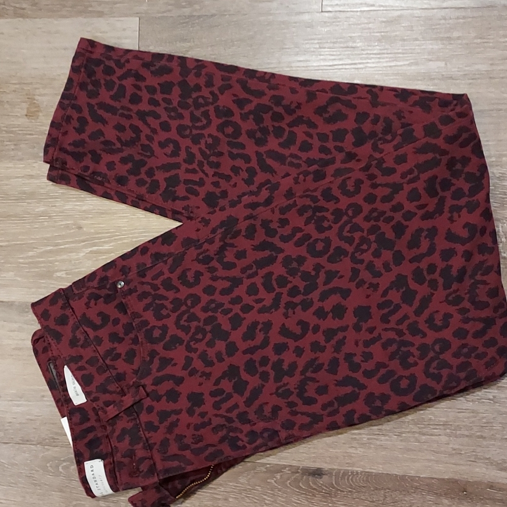 Sanctuary Red Leopard Print Ankle Jeans